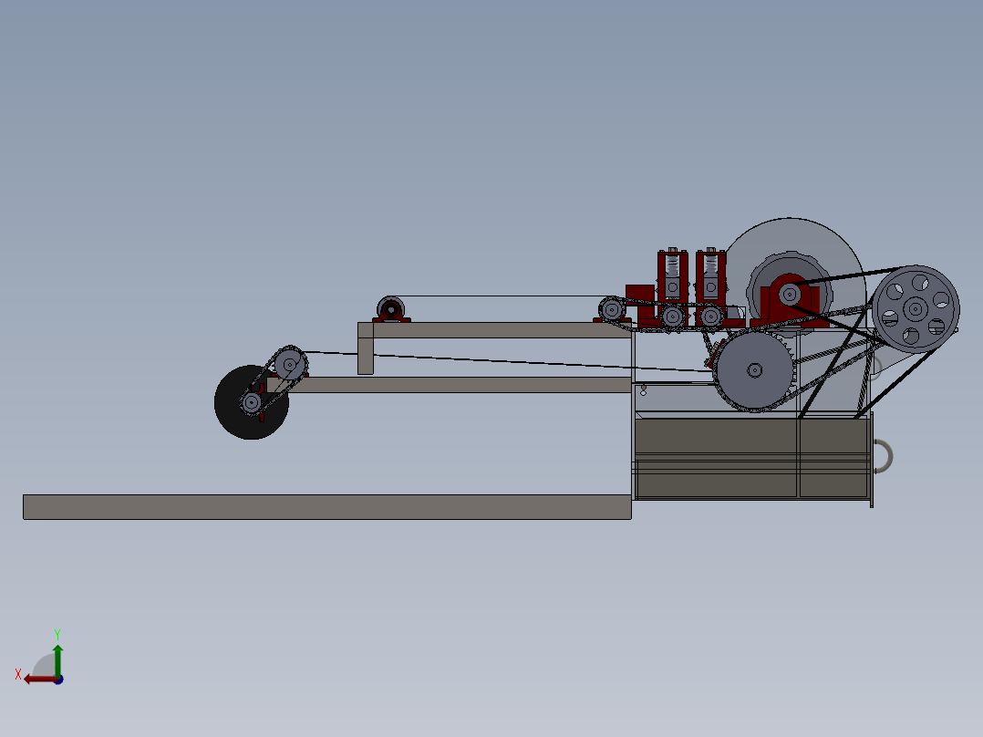 可移动全喂入式香蕉茎秆纤维提取机后视图