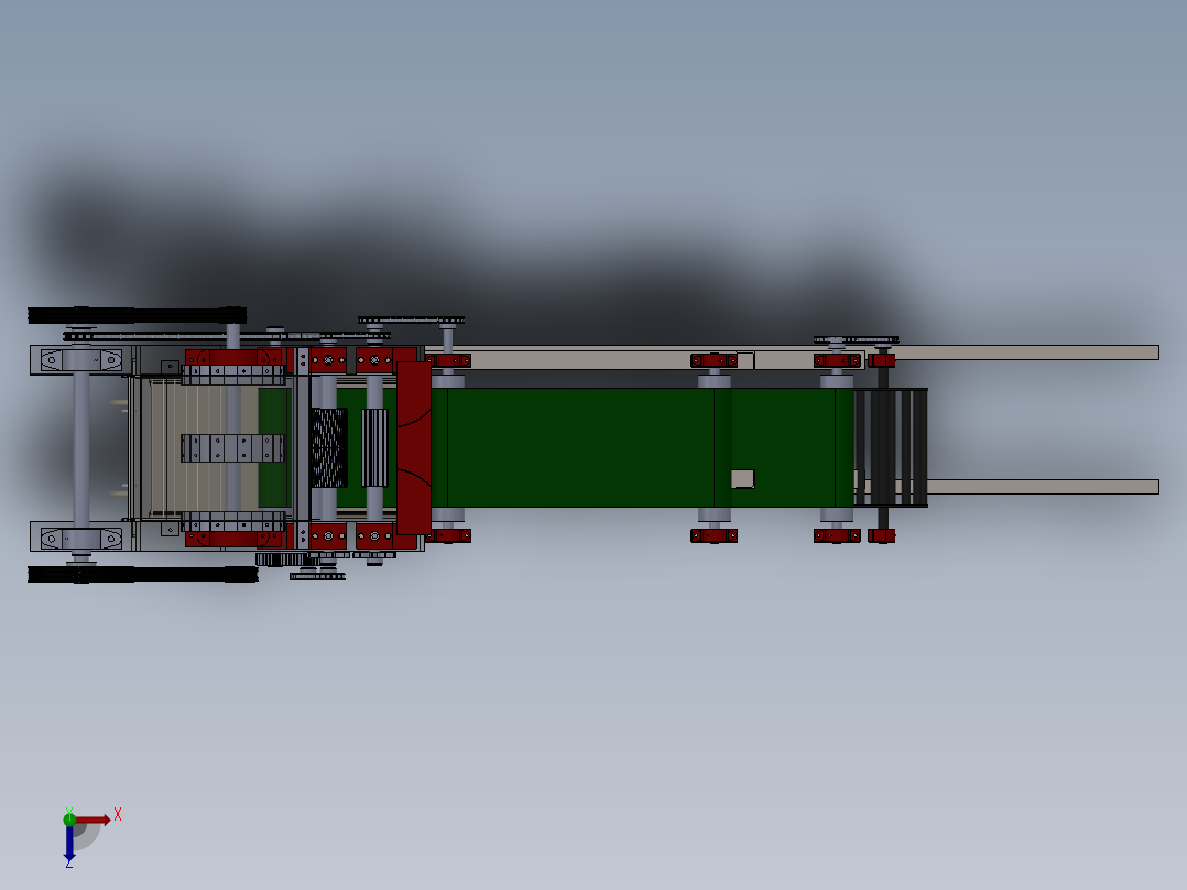 可移动全喂入式香蕉茎秆纤维提取机俯视图