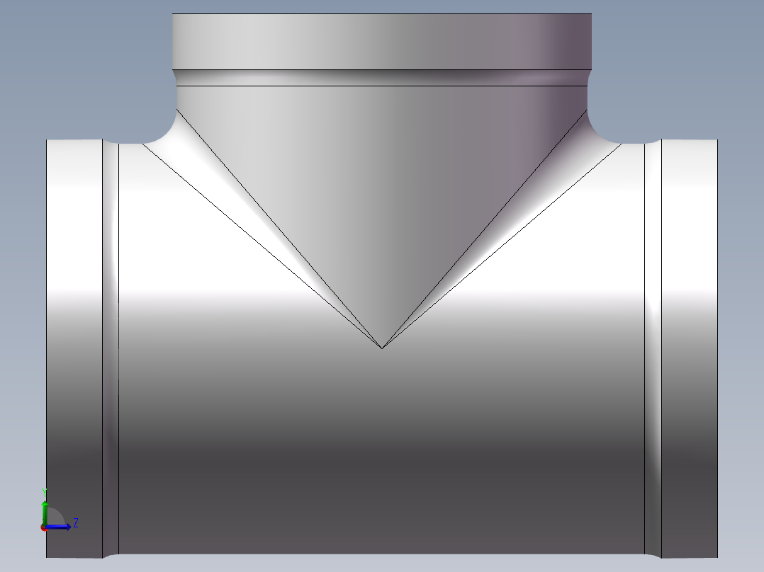 三通-等径 DN80左视图