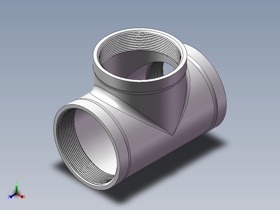 三通-等径 DN80正等轴测图