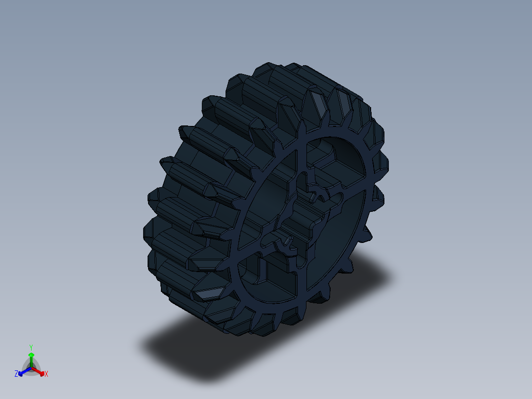 32269 Black Technic Gear 20 Tooth Double Bevel.SLDPRT正等轴测图