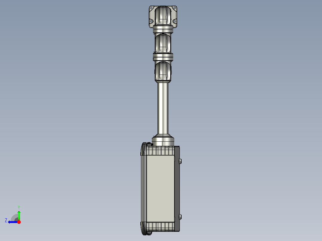 向上墙座+中间连接器+转角+箱体连接器+控制箱右视图