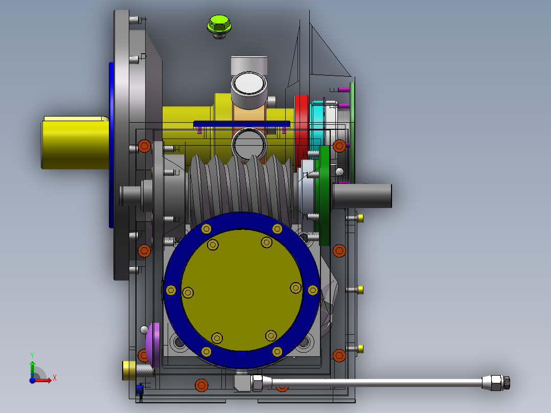 XL-曲面印刷机的间歇传动机构设计三维SW设计素材前视图