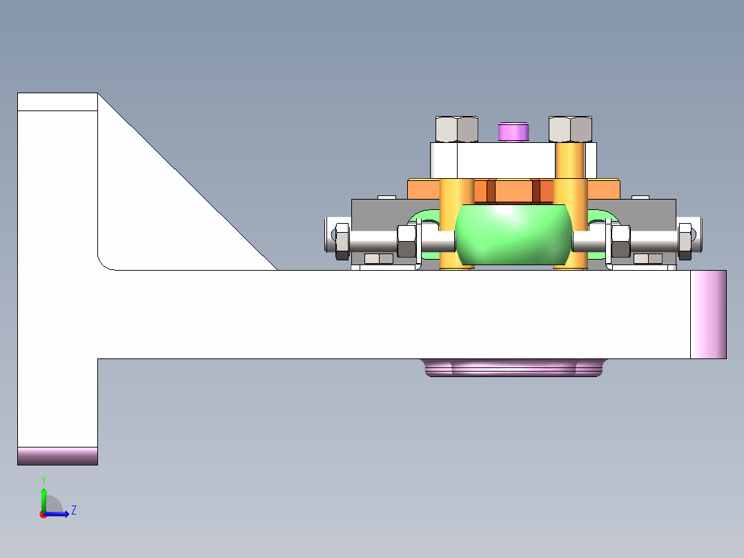Q157-11ZA－1.58型空气压缩机连杆机械加工工艺及精镗大小头孔夹具设计【三维SolidWorks】左视图