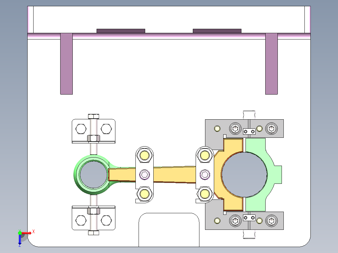 Q157-11ZA－1.58型空气压缩机连杆机械加工工艺及精镗大小头孔夹具设计【三维SolidWorks】俯视图