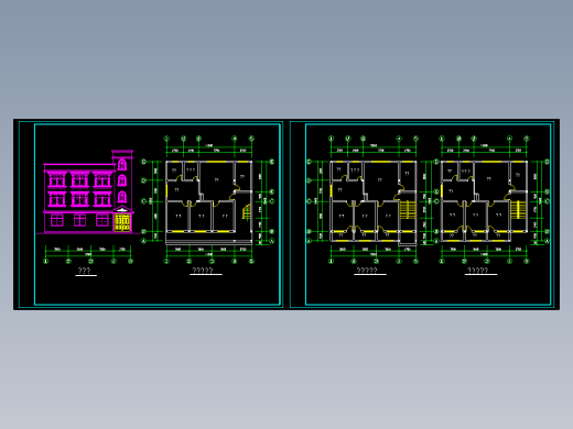 三套三层住宅建筑图