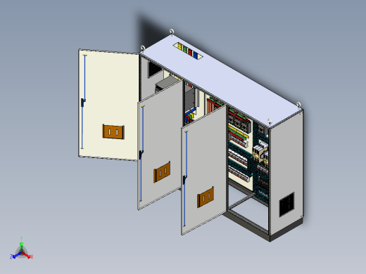 三柜组装630A电源柜控制柜 55248正等轴测缩略图