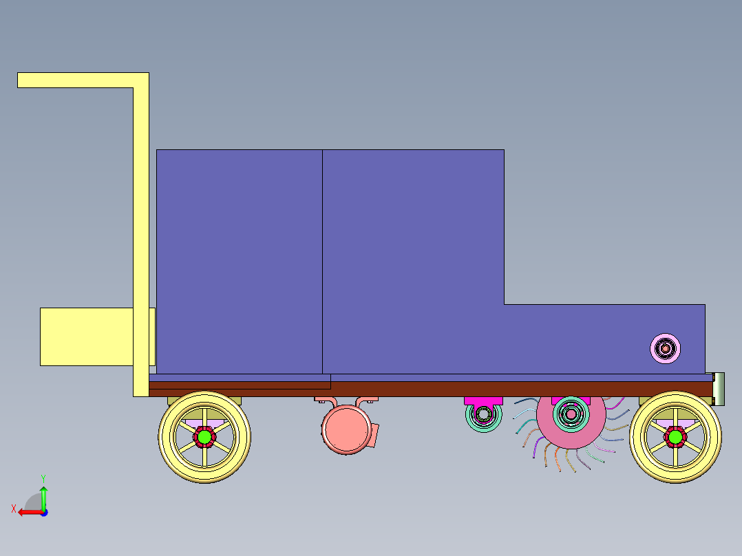 物业清洁仓库道路吸尘清扫车后视图
