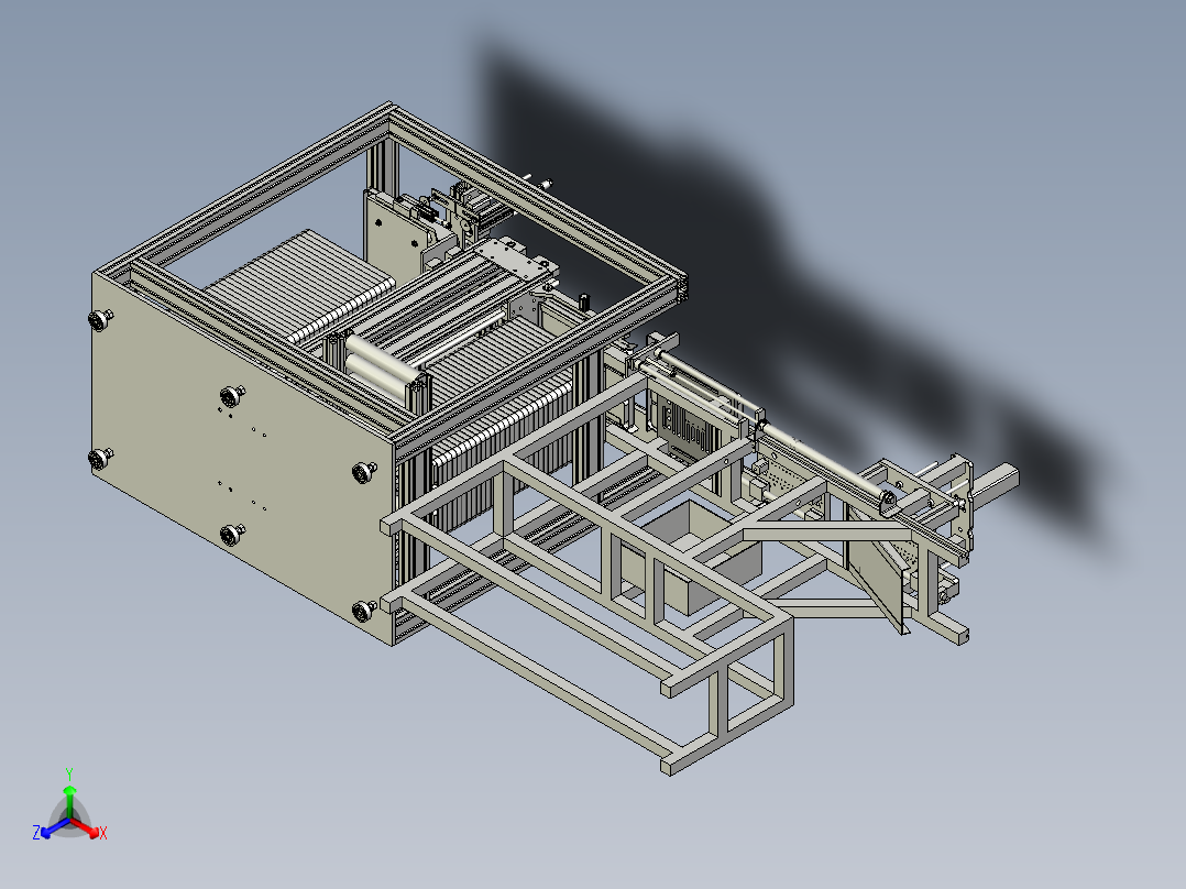 手机外壳的自动化生产加工设备正等轴测图