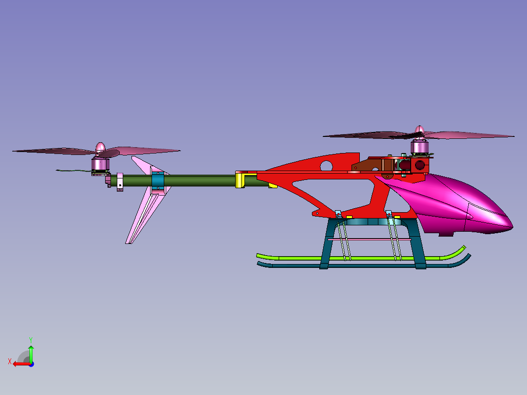多旋翼大载重直升机后视图
