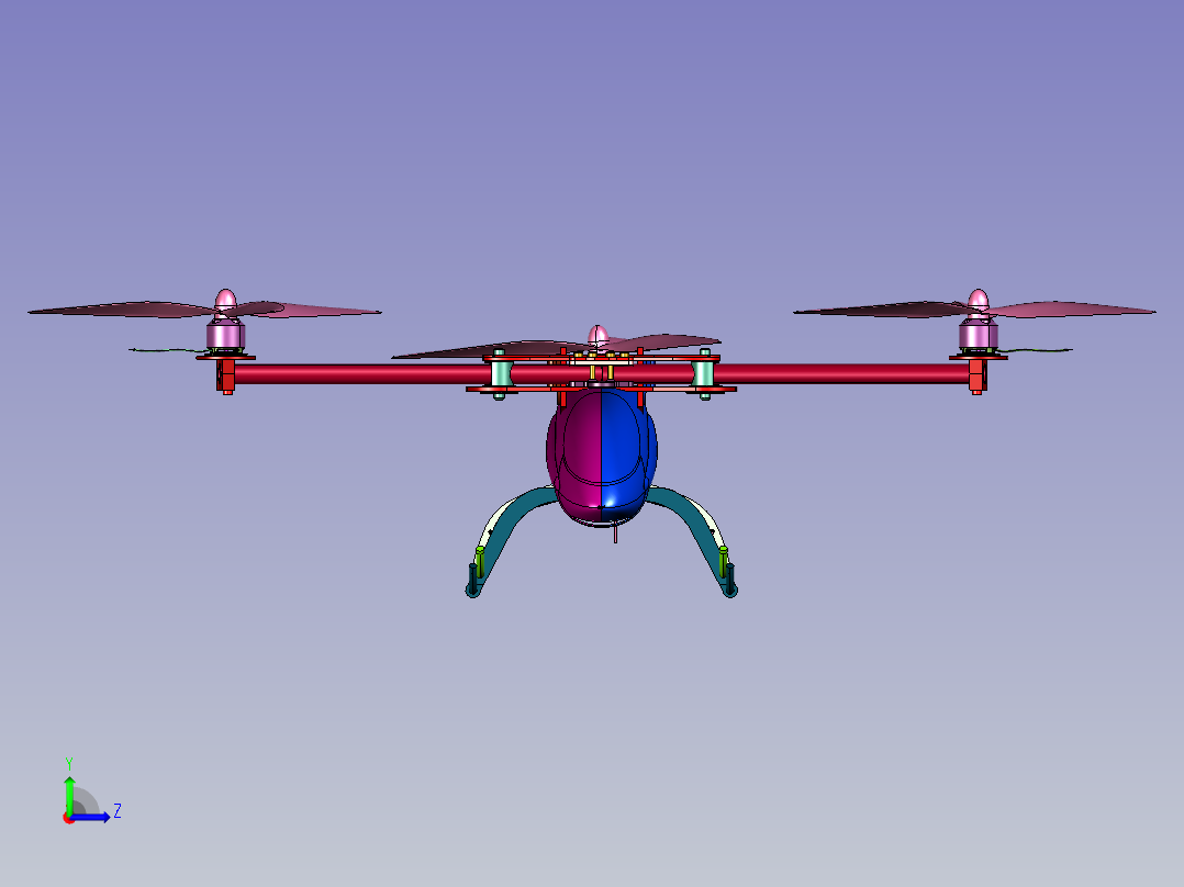 多旋翼大载重直升机左视图