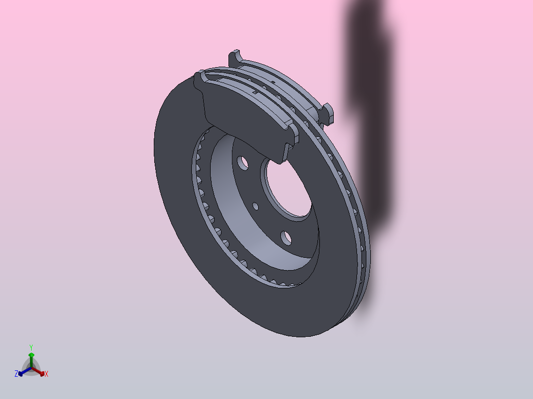 制动转子和制动垫正等轴测图