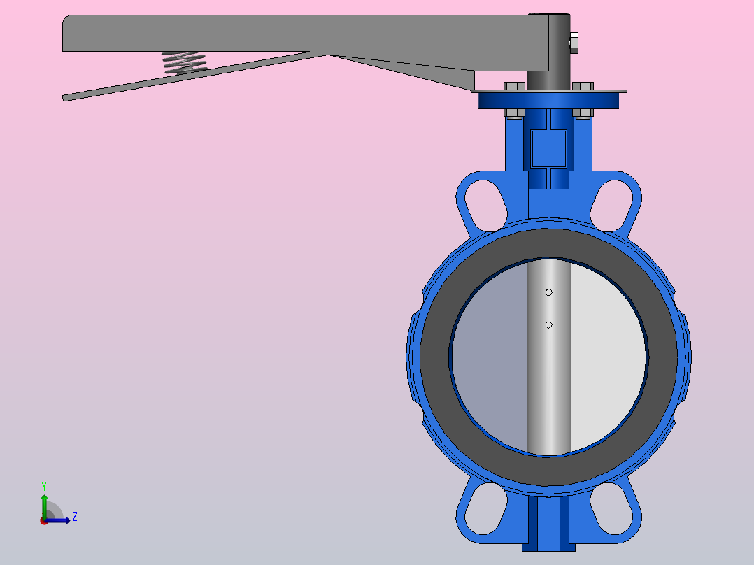 对夹式手动蝶阀DN125左视图