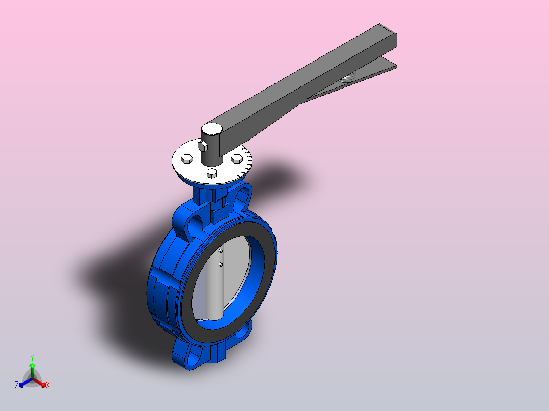 对夹式手动蝶阀DN125正等轴测图