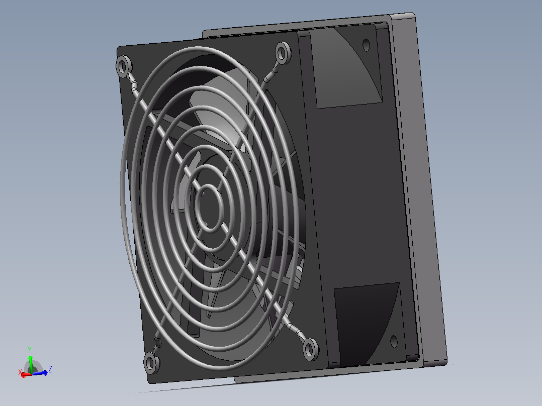 一种工业散热风扇120X120三维模型主视图