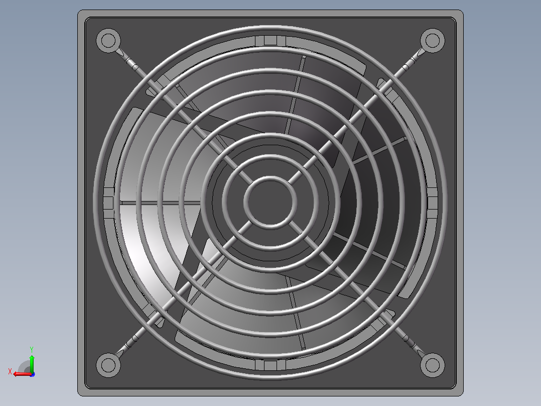 一种工业散热风扇120X120三维模型后视图