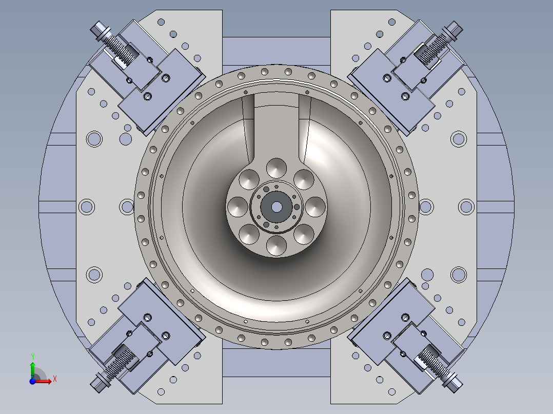 涡轮壳体的制造工装前视图