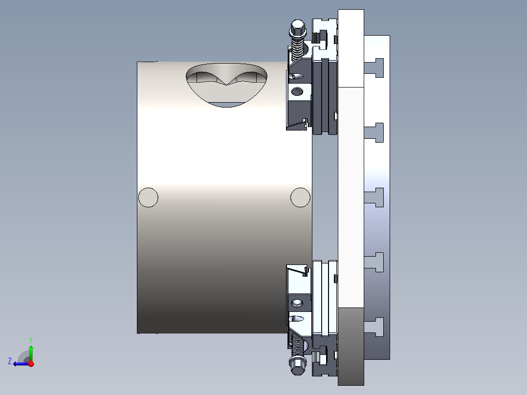 涡轮壳体的制造工装右视图