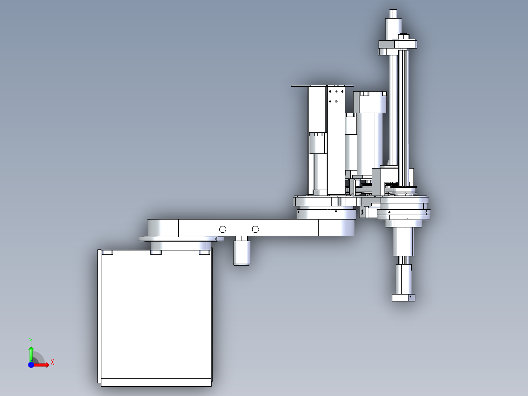 四轴操纵器机械臂3D数模图纸 x_t格式前视图