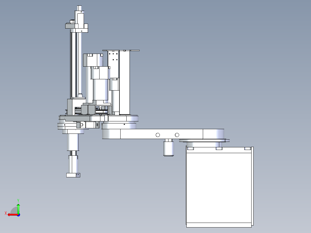四轴操纵器机械臂3D数模图纸 x_t格式后视图