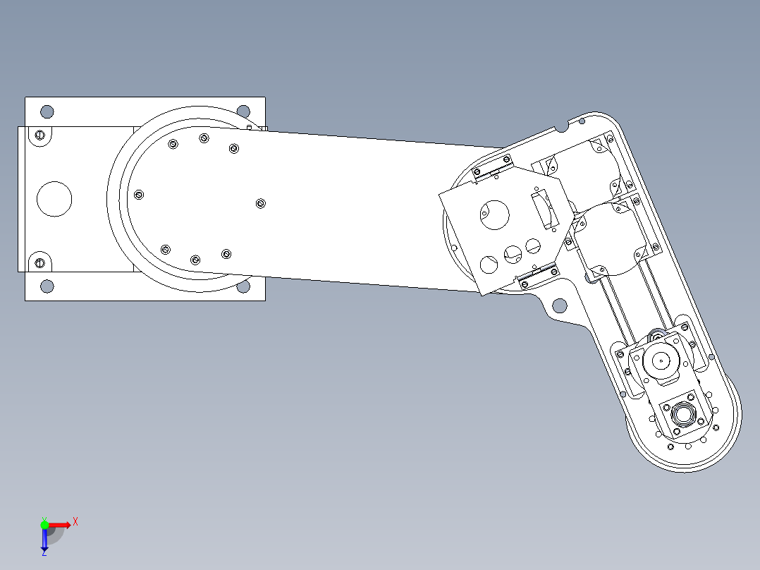 四轴操纵器机械臂3D数模图纸 x_t格式俯视图