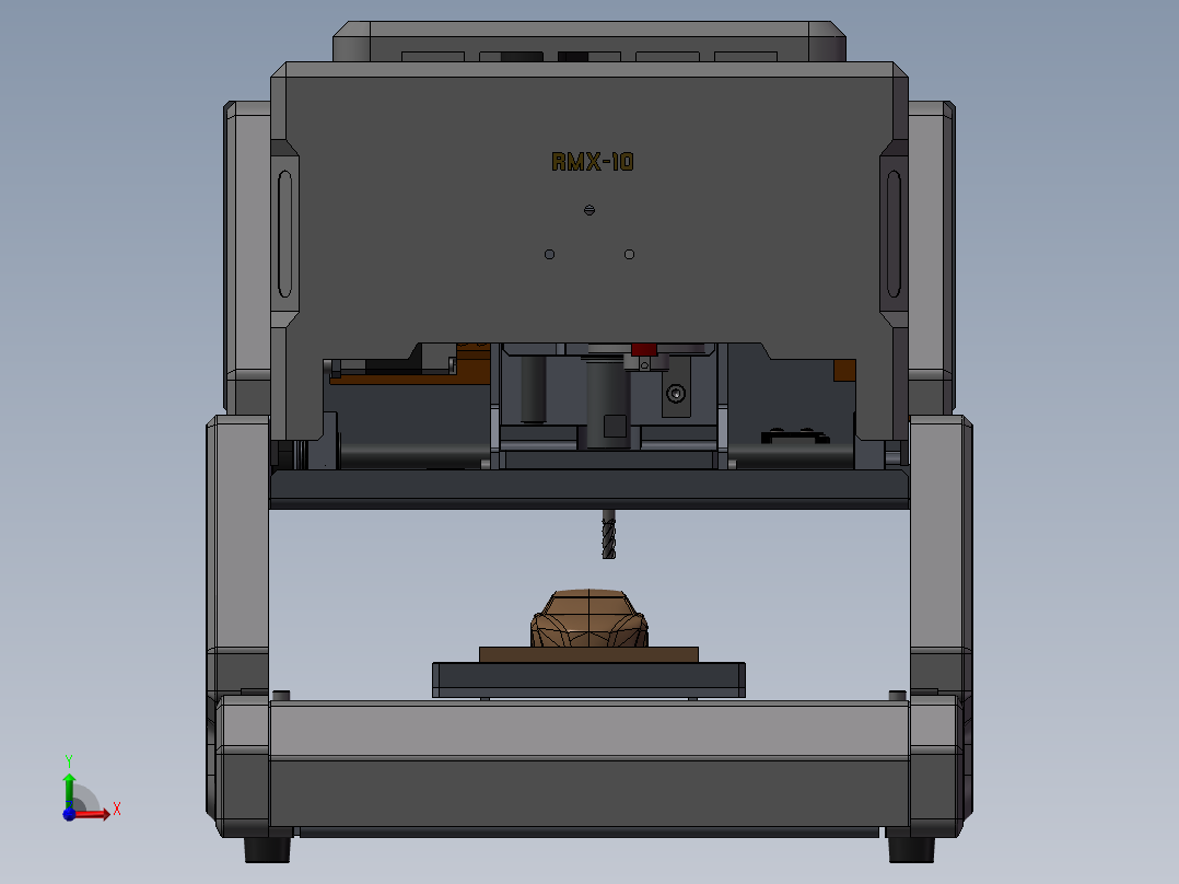 三轴台式数控加工铣床 3D图纸 非标自动化设备3D模型 3D打印前视图