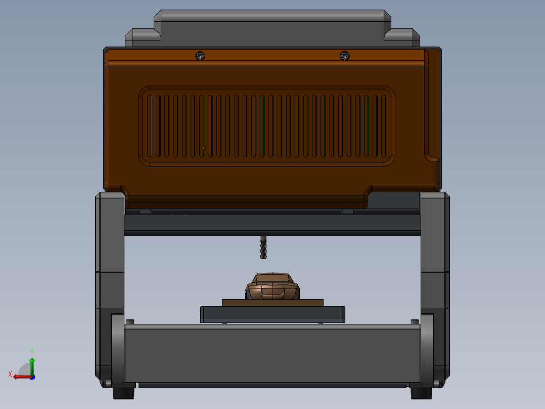 三轴台式数控加工铣床 3D图纸 非标自动化设备3D模型 3D打印后视图
