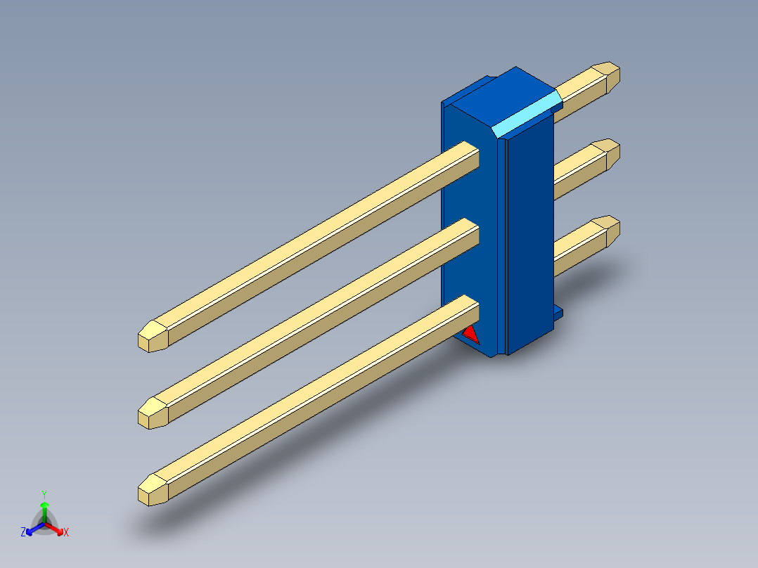 彩色公头100mil（2.54mm）系列-DS1021_blue_3x01p_100mil_Type5_rev1.0主视图