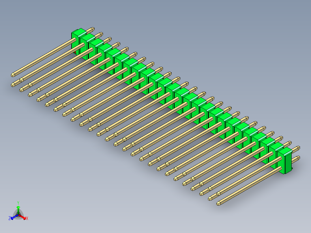 彩色公头100mil（2.54mm）系列-DS1021_green_2x25p_100mil_Type19_rev1.0主视图