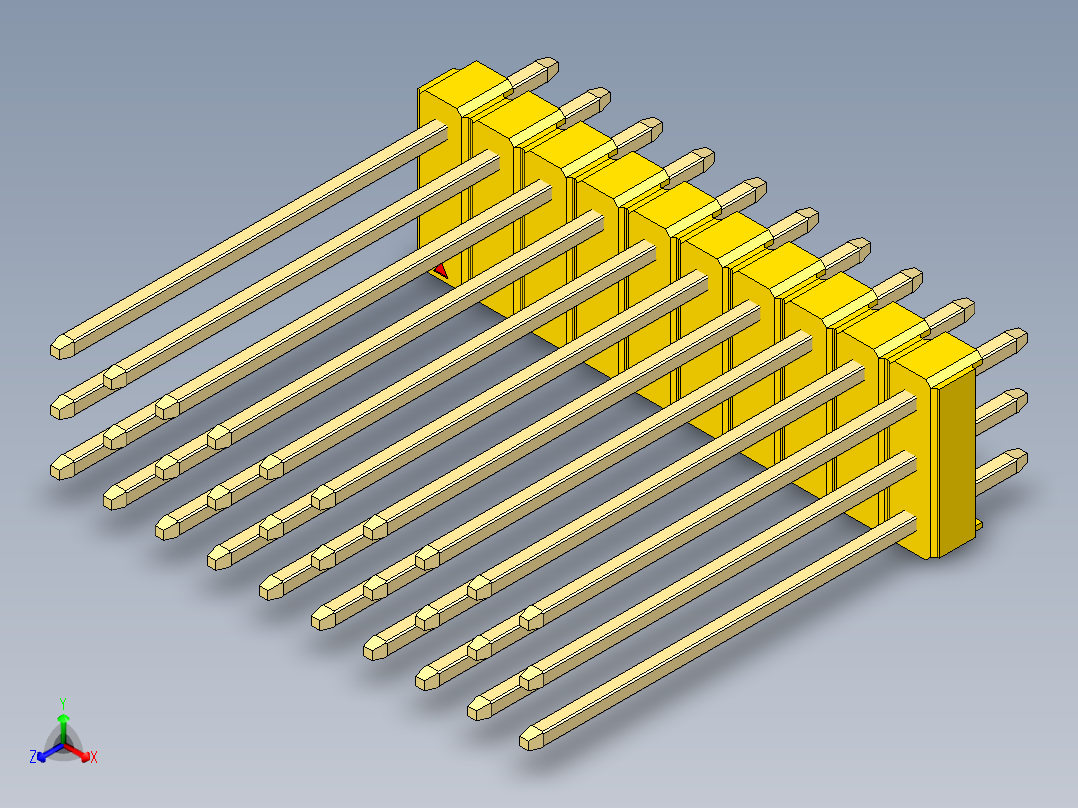 彩色公头100mil（2.54mm）系列-DS1021_yellow_3x10p_100mil_Type19_rev1.0主视图