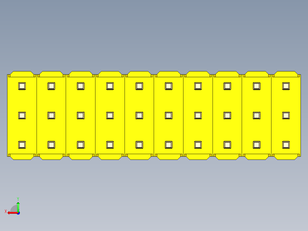 彩色公头100mil（2.54mm）系列-DS1021_yellow_3x10p_100mil_Type19_rev1.0后视图