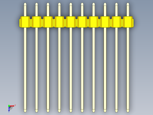 彩色公头100mil（2.54mm）系列-DS1021_yellow_3x10p_100mil_Type19_rev1.0俯视缩略图