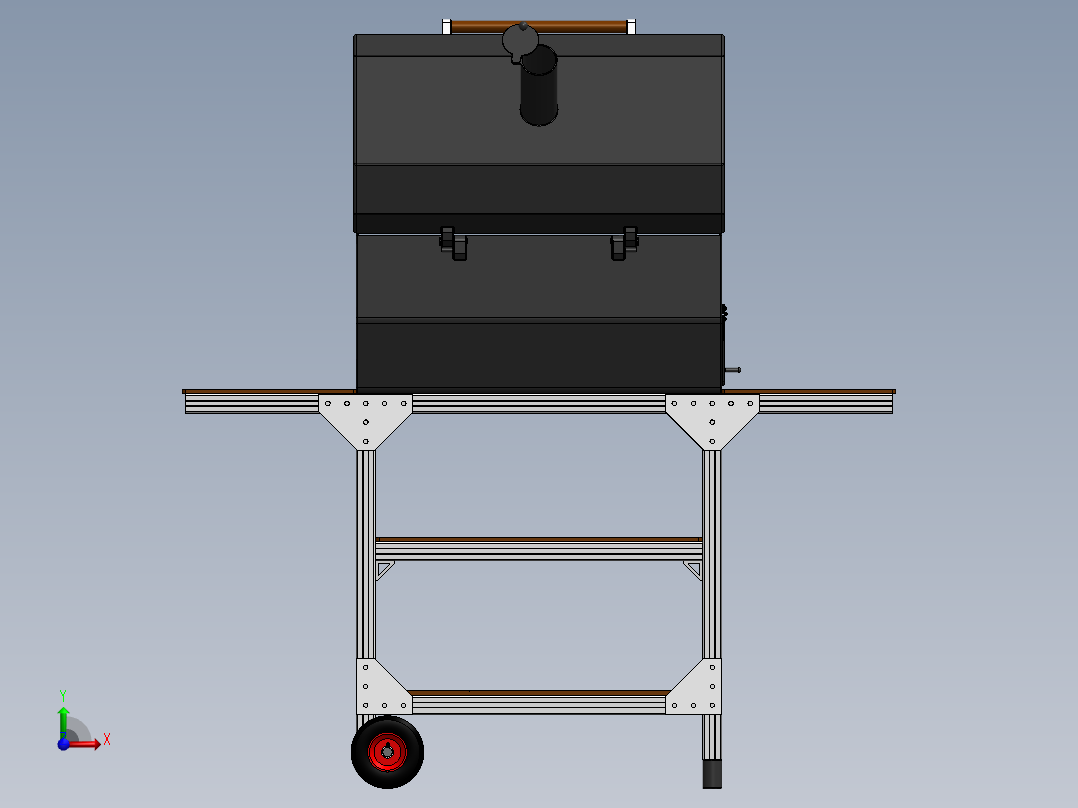 木炭烧烤架前视图