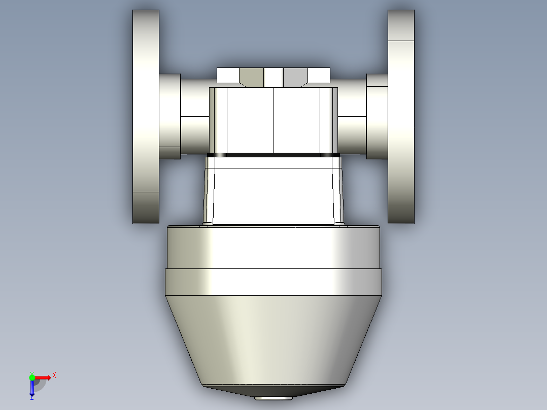 9DKMOCCP NC 气动隔膜阀，常闭，固定法兰钻孔PN10 16。面对面根据EN 558-1 PVC-C俯视图