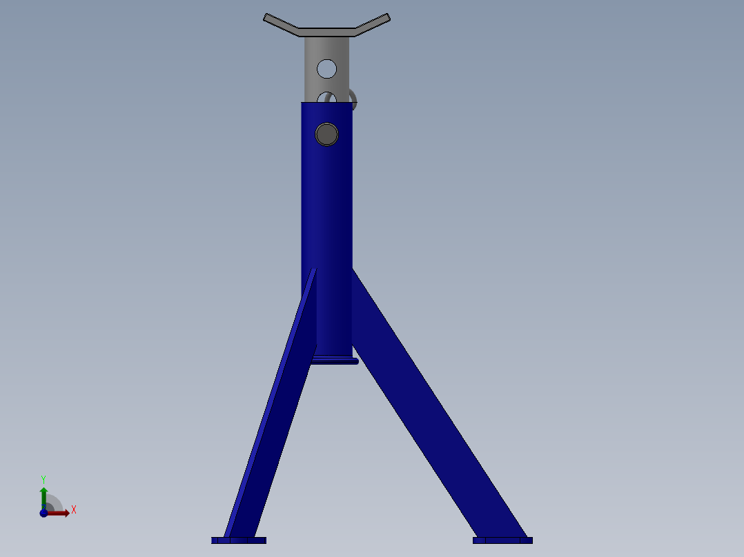 食品加工带三脚架支撑的滚轮输送线-igs stl前视图