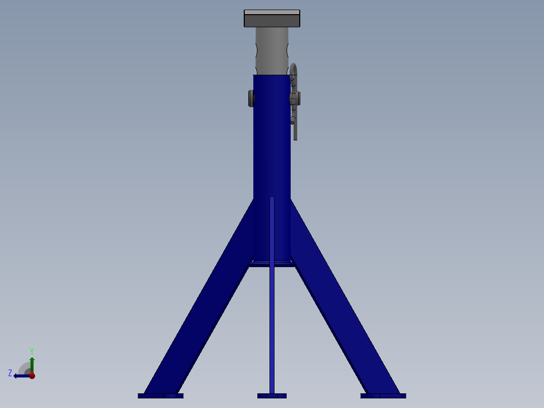 食品加工带三脚架支撑的滚轮输送线-igs stl右视图