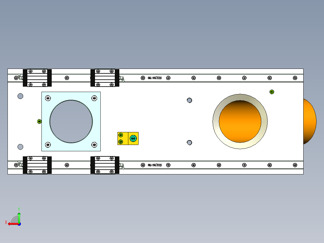 注塑机料罐滑台后视图