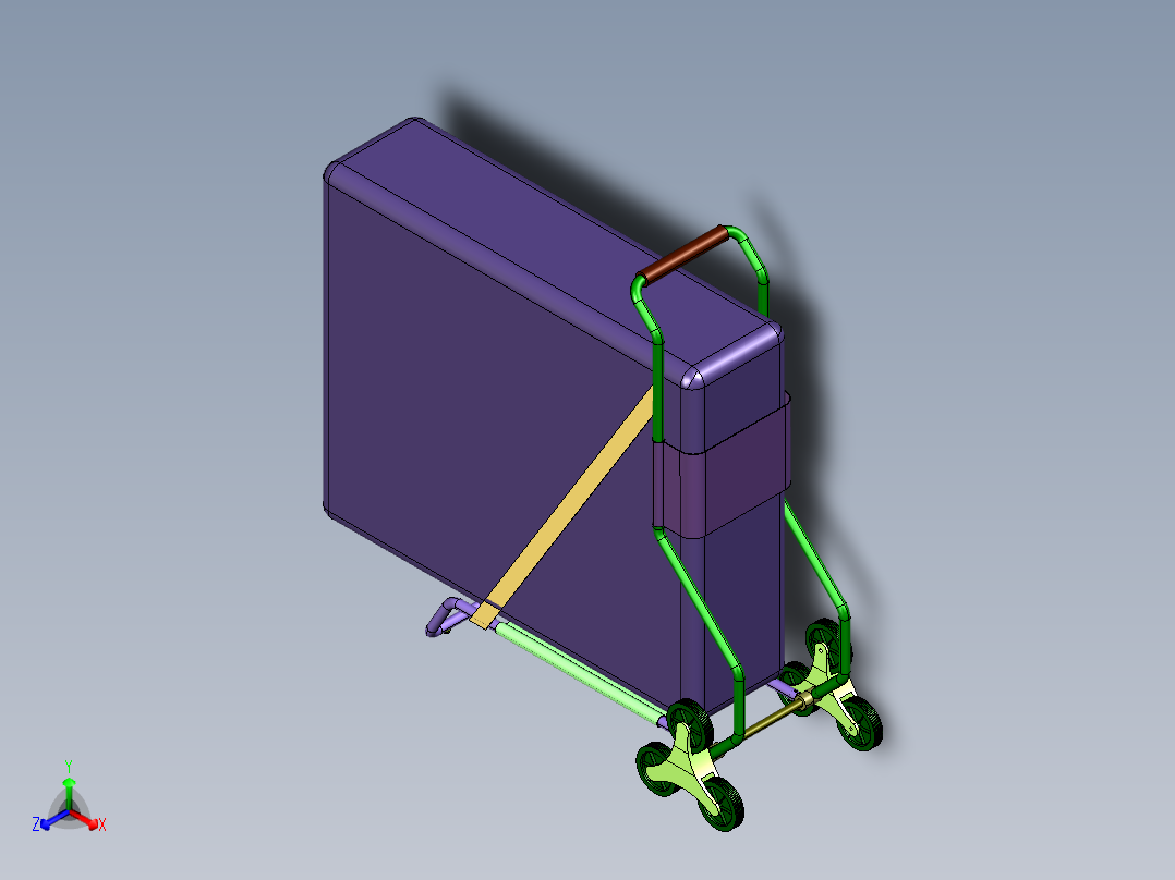 行李手拉机场箱包车正等轴测图
