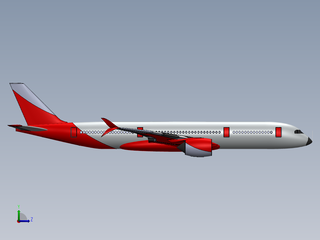 双发远程宽体客机左视图