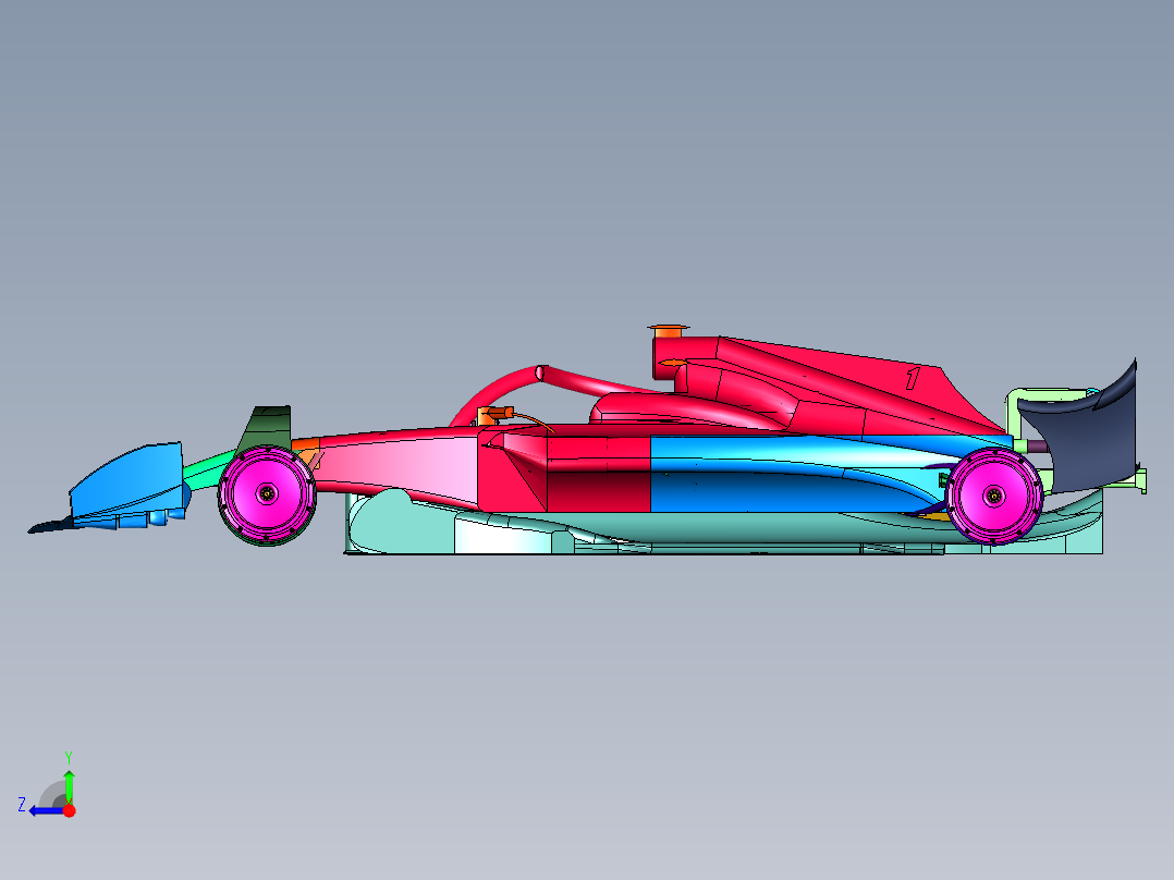 F1赛季推出的冠军赛车右视图