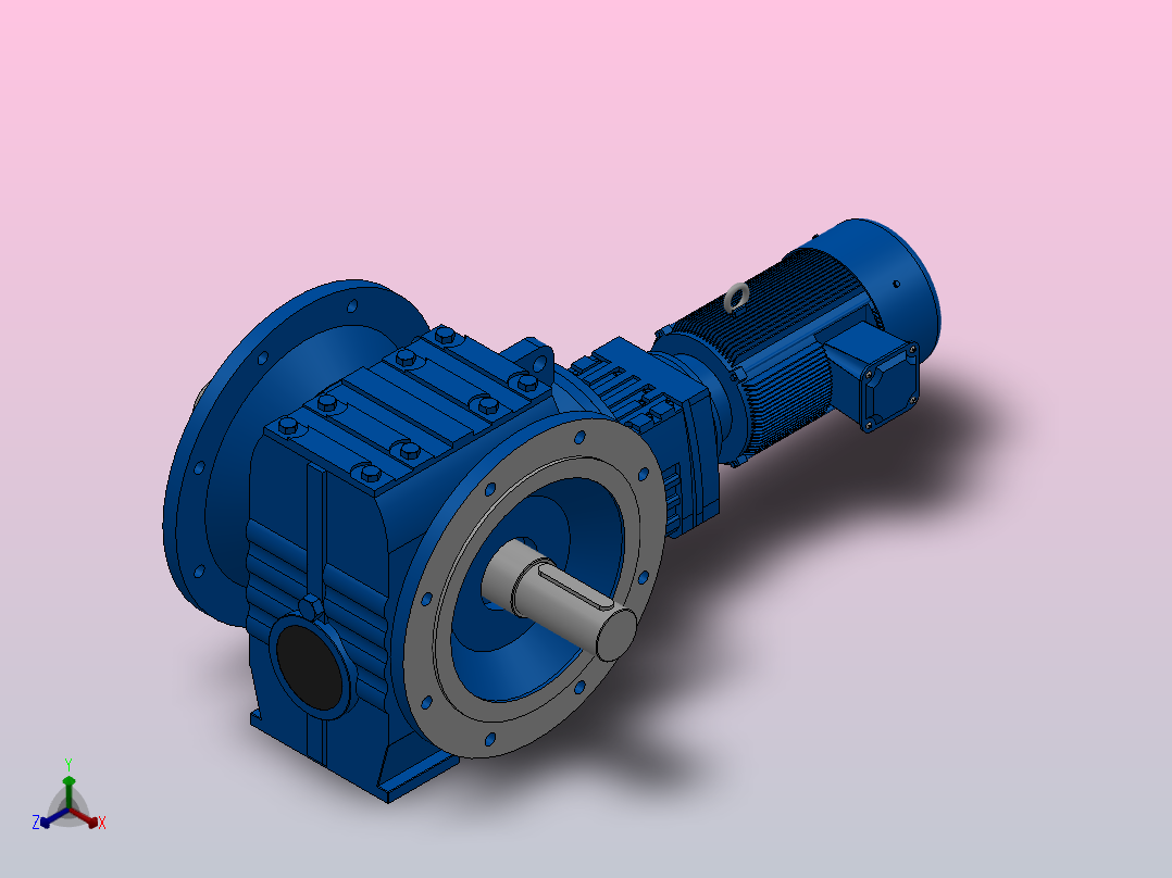SF97R57组合式斜齿-蜗轮蜗杆减速机SF97R57-YV1.1-4P-538-M1-0°-A+B主视图