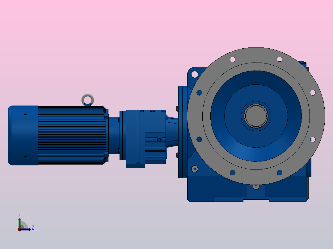 SF97R57组合式斜齿-蜗轮蜗杆减速机SF97R57-YV1.1-4P-538-M1-0°-A+B左视图