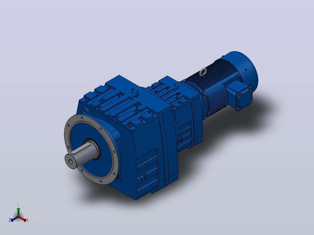 RF167R107法兰轴伸式组合型斜齿轮减速机RF167F107-Y11-4P-160M-M1-0°-Φ550正等轴测图