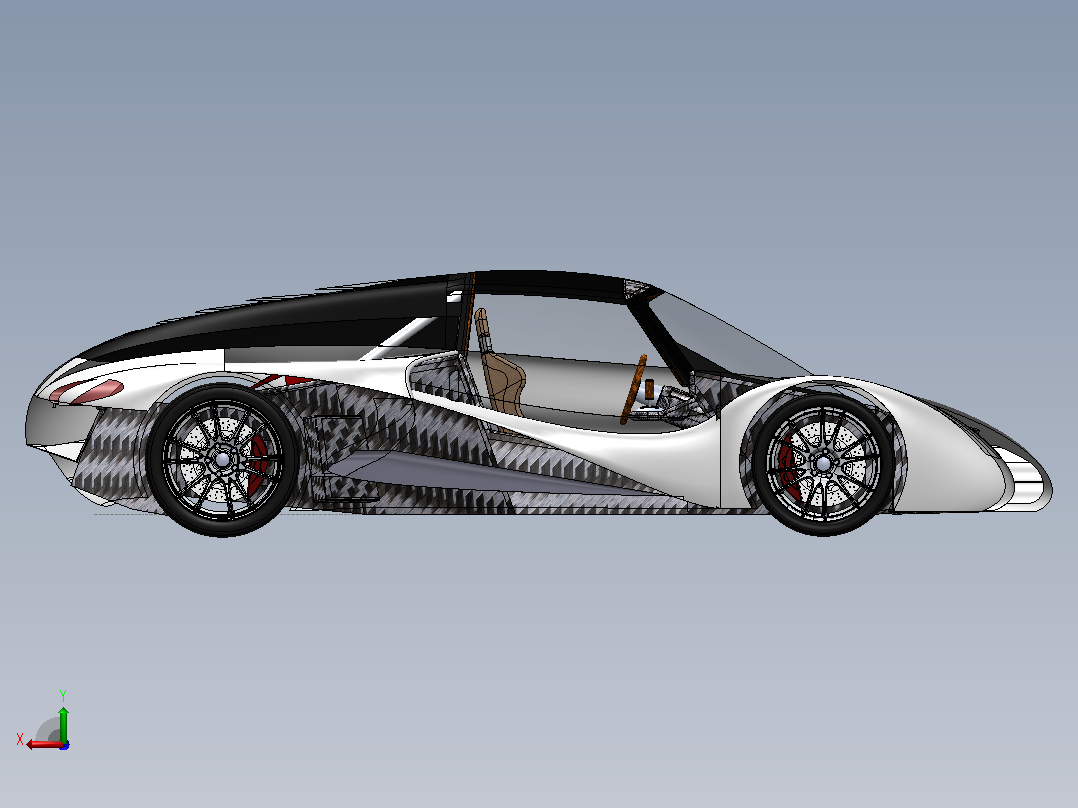 跑车3D模型后视图