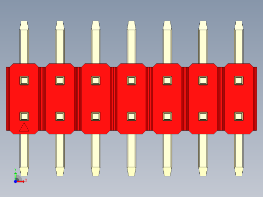 彩色公排针 100mil 2.54mm 系列-DS1022_red_14p_100mil_TypeSMT_rev1.0前视缩略图