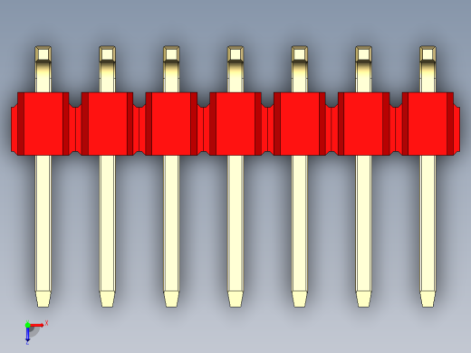 彩色公排针 100mil 2.54mm 系列-DS1022_red_14p_100mil_TypeSMT_rev1.0俯视缩略图