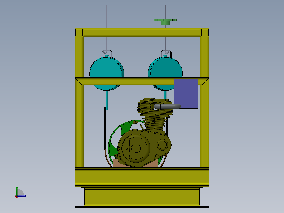 乙炔气发电机组试验台3D模型图纸 Solidworks设计左视图