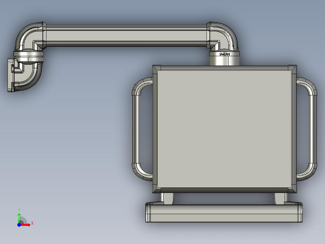 悬臂控制操控箱键盘支架-A1-墙座+90度箱体连接器前视图