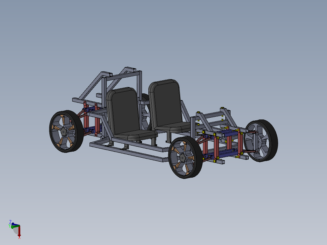 Modular car frame简易模块化车底盘结构3D图纸 Solidworks设计