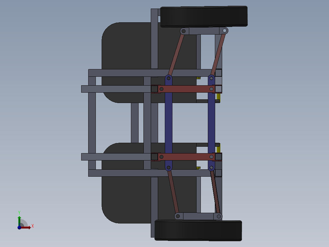 Modular car frame简易模块化车底盘结构3D图纸 Solidworks设计前视图
